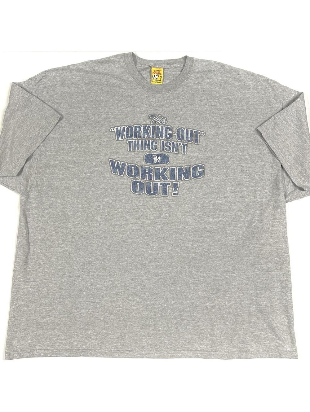 Vintage Big Dogs T Shirt Sz 4XL Working Out Thing Isn’t Working Out Y2K Gray